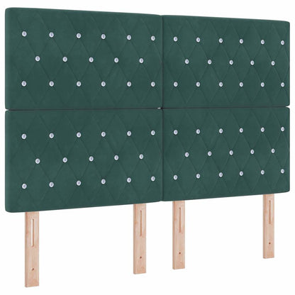 Postel S Boxspringem S Čelo Tmavě Zelená 190 X 140 Cm Samet