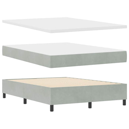 Postel S Boxspringem S Polštářem Světle Šedá 200 X 140 Cm Samet