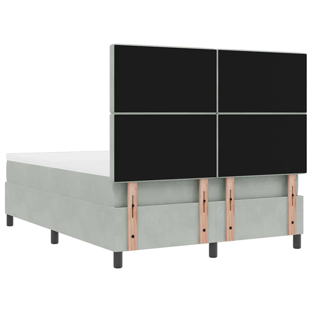 Postel S Boxspringem S Polštářem Světle Šedá 200 X 140 Cm Samet