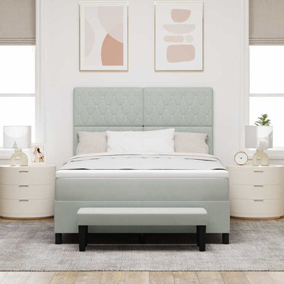 Postel S Boxspringem S Čelo Světle Šedá 200 X 160 Cm Samet