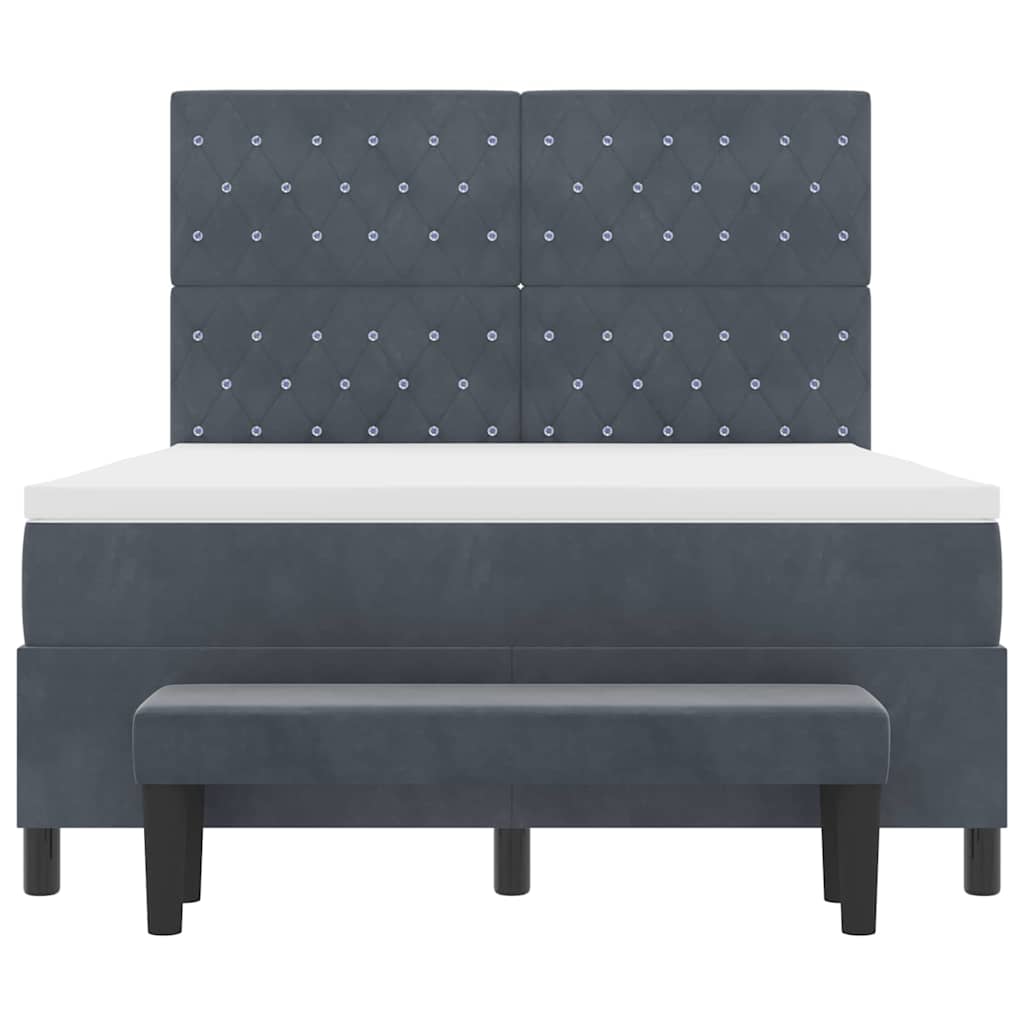 Postel S Boxspringem S Čelo Tmavě Šedá 200 X 160 Cm Samet
