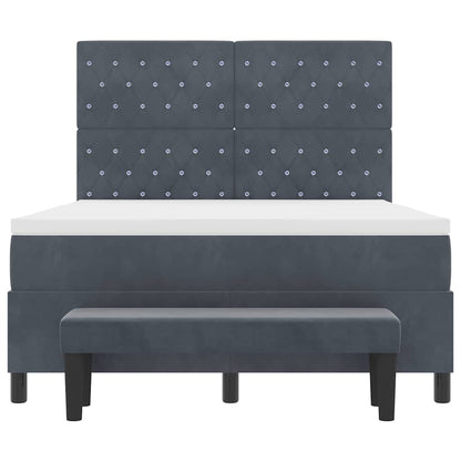 Postel S Boxspringem S Čelo Tmavě Šedá 200 X 160 Cm Samet