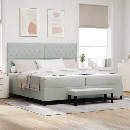 Postel S Boxspringem S Matrací Světle Šedá 200 X 200 Cm Samet