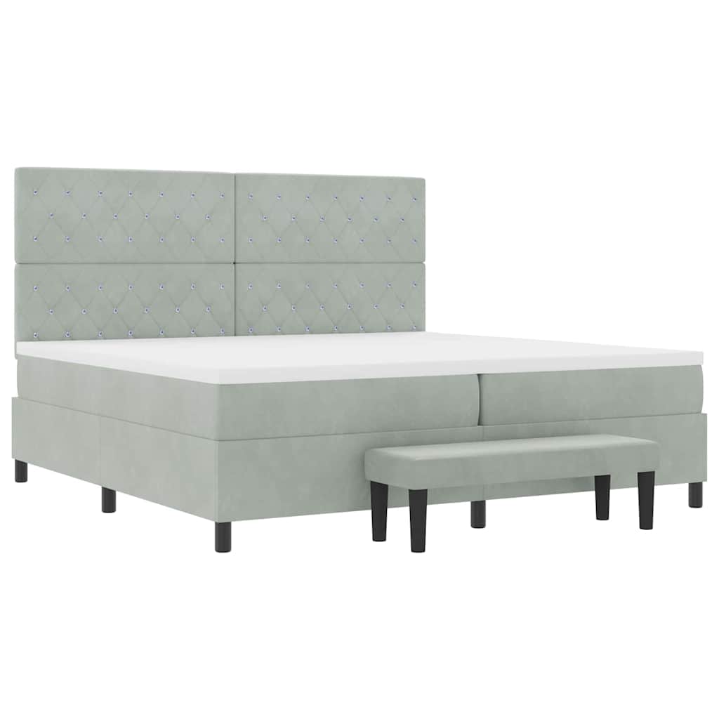 Postel S Boxspringem S Matrací Světle Šedá 200 X 200 Cm Samet