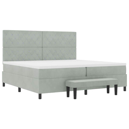Postel S Boxspringem S Matrací Světle Šedá 200 X 200 Cm Samet