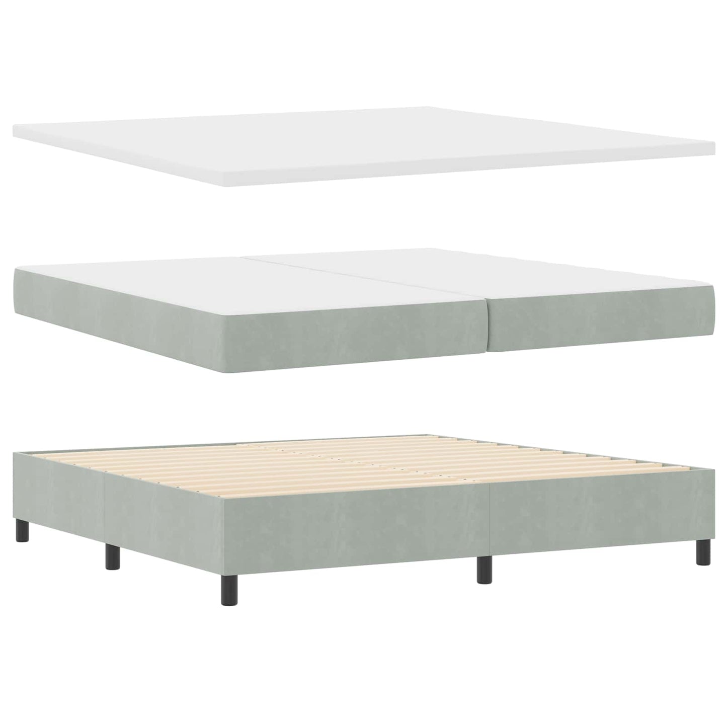 Postel S Boxspringem S Matrací Světle Šedá 200 X 200 Cm Samet