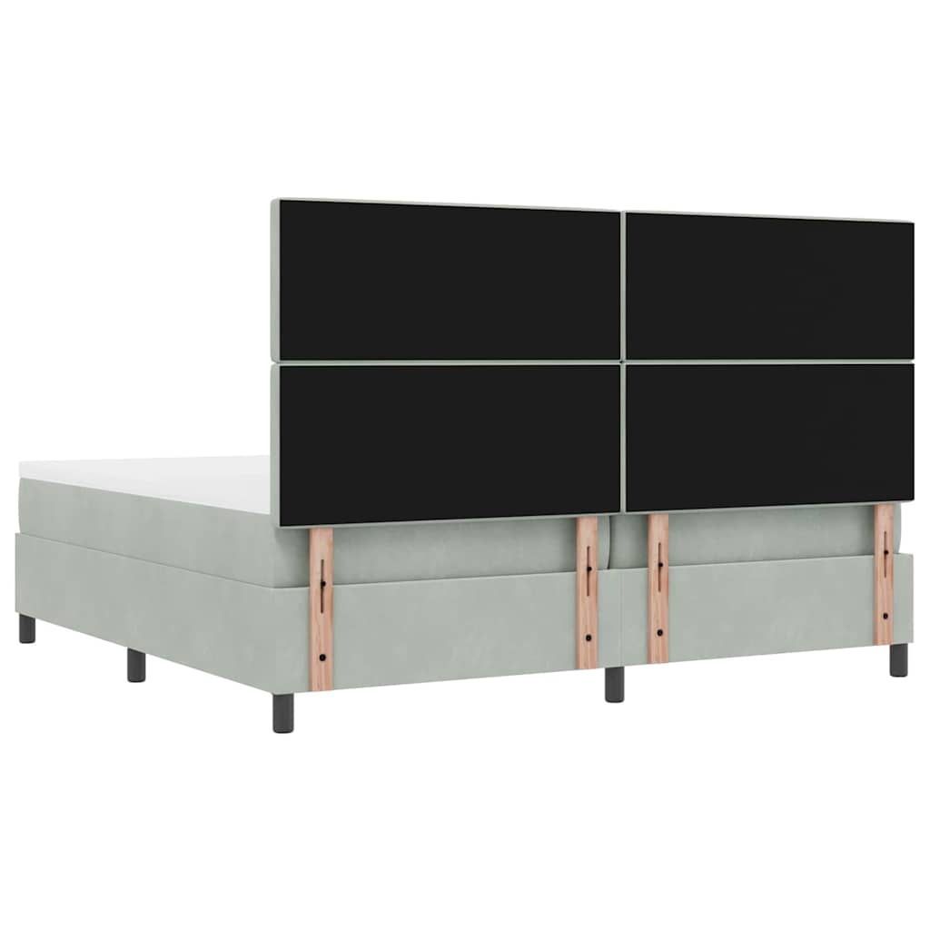 Postel S Boxspringem S Matrací Světle Šedá 200 X 200 Cm Samet