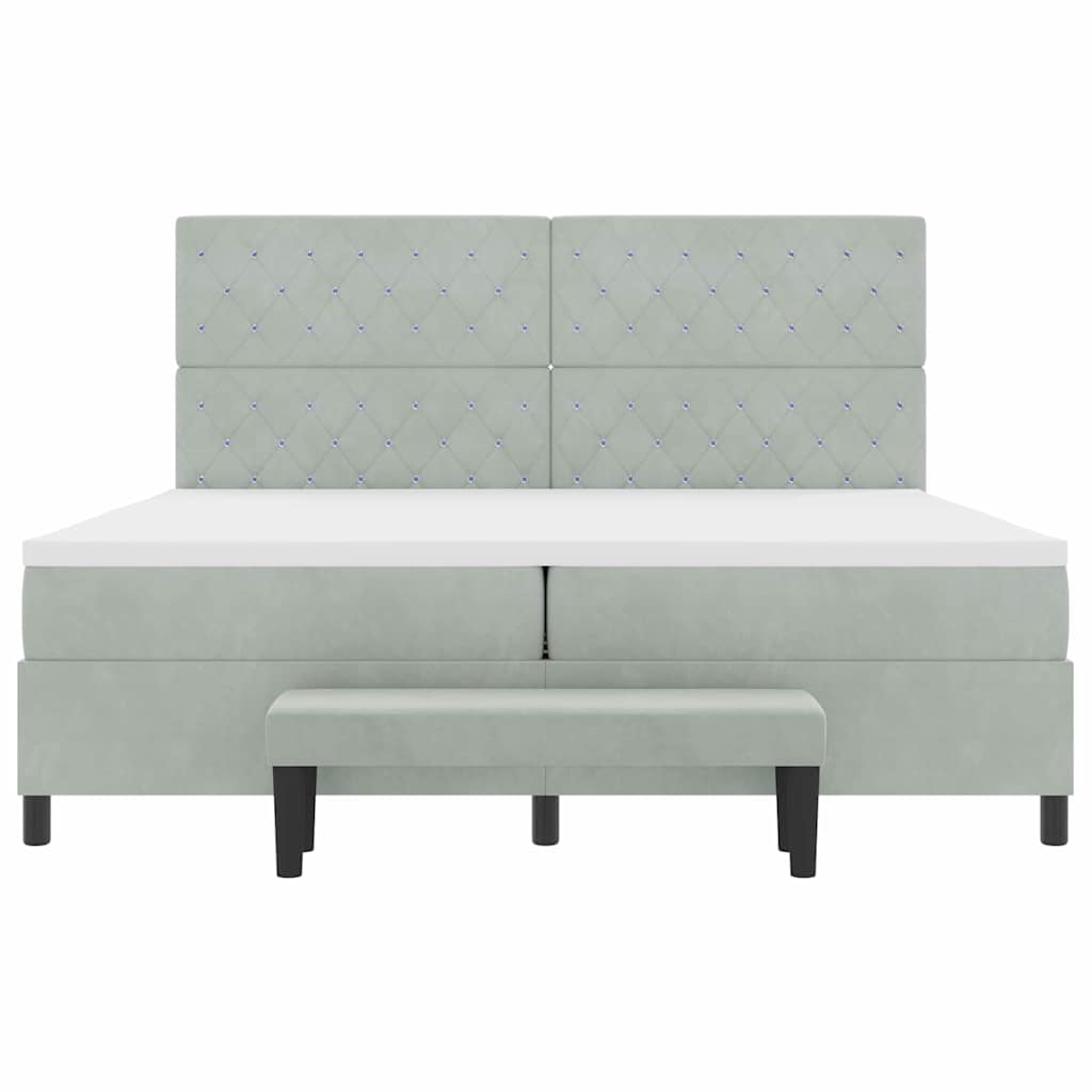 Postel S Boxspringem S Matrací Světle Šedá 200 X 200 Cm Samet