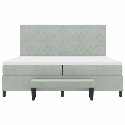 Postel S Boxspringem S Matrací Světle Šedá 200 X 200 Cm Samet