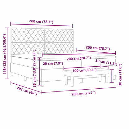 Postel S Boxspringem S Matrací Světle Šedá 200 X 200 Cm Samet