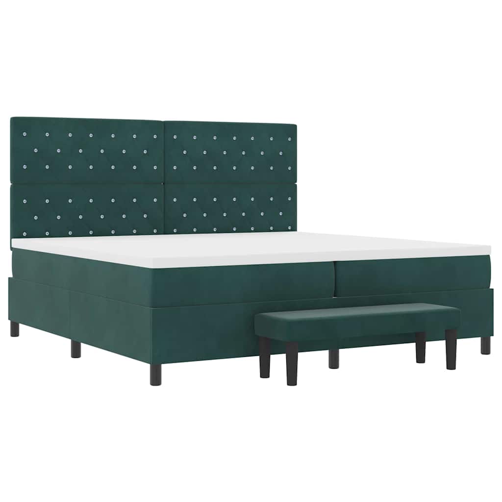 Postel S Boxspringem S Matrací Tmavě Zelená 200 X 200 Cm Samet