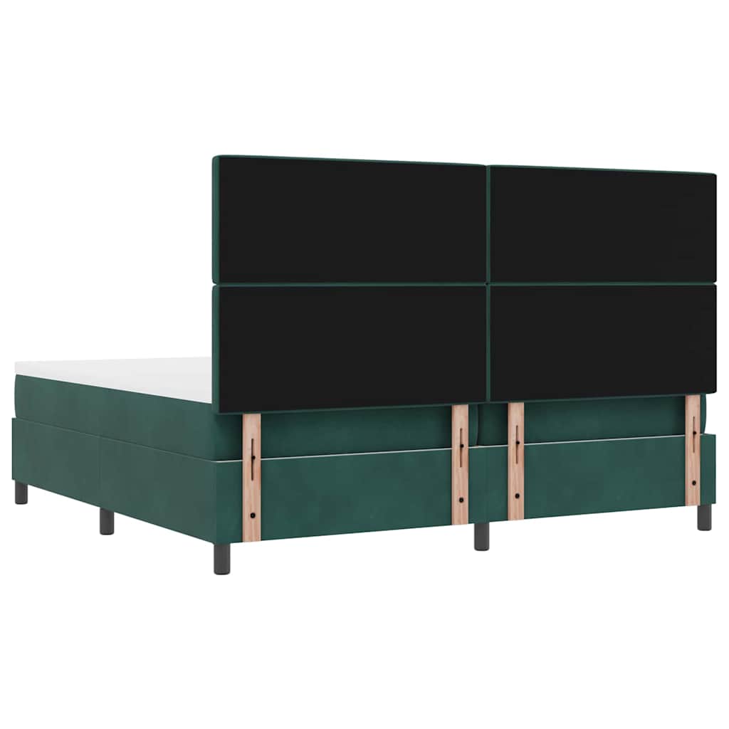 Postel S Boxspringem S Matrací Tmavě Zelená 200 X 200 Cm Samet