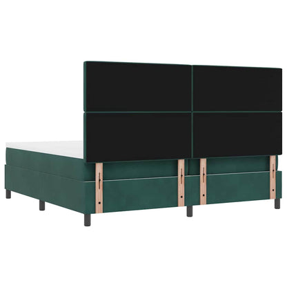Postel S Boxspringem S Matrací Tmavě Zelená 200 X 200 Cm Samet