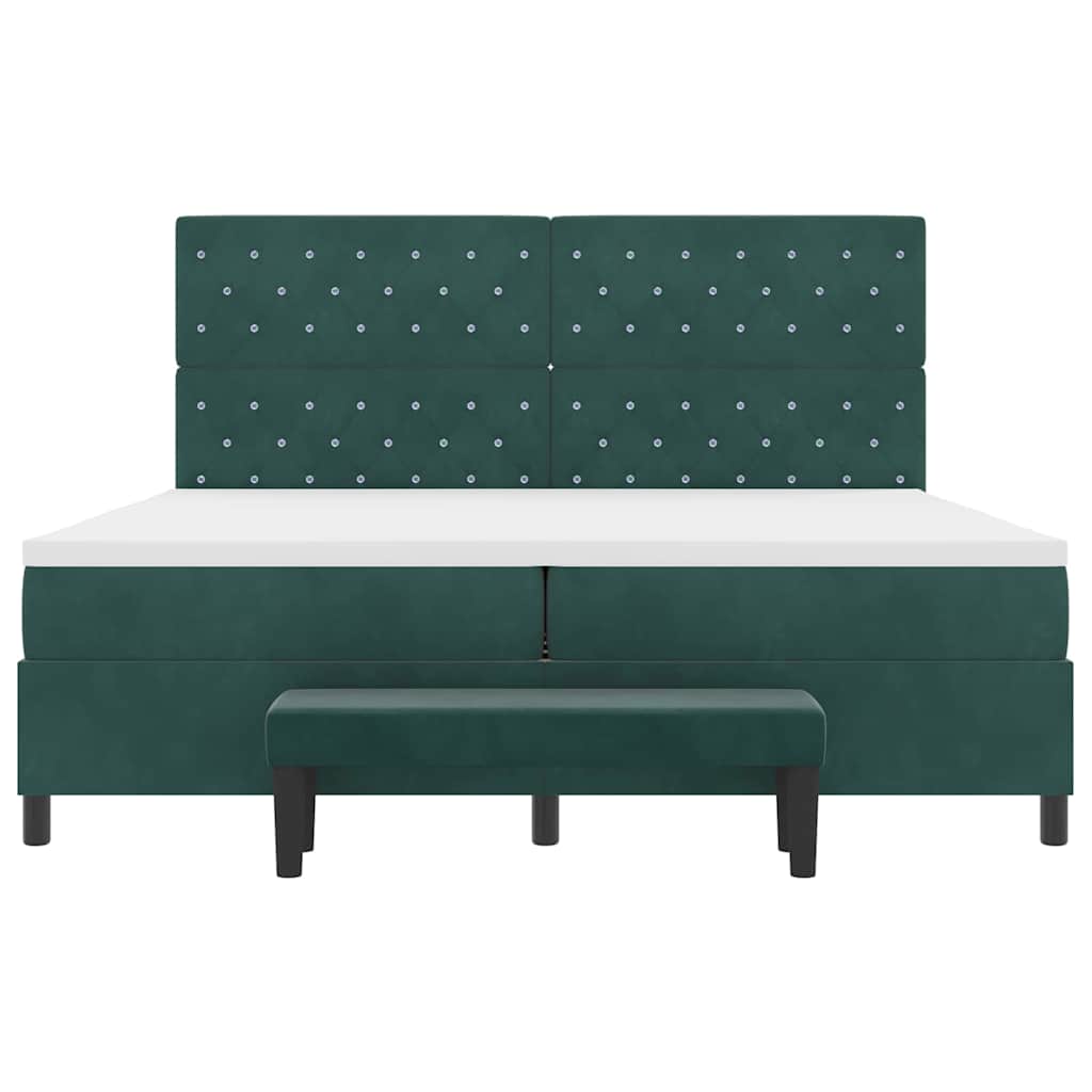 Postel S Boxspringem S Matrací Tmavě Zelená 200 X 200 Cm Samet