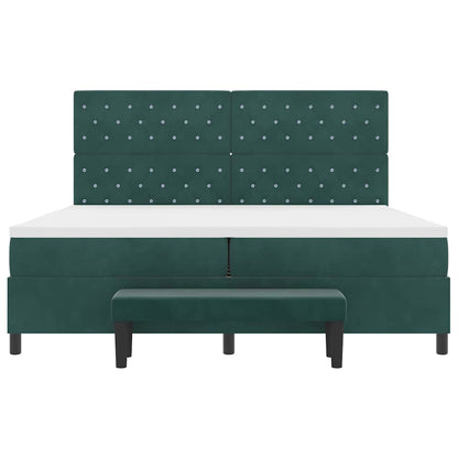 Postel S Boxspringem S Matrací Tmavě Zelená 200 X 200 Cm Samet
