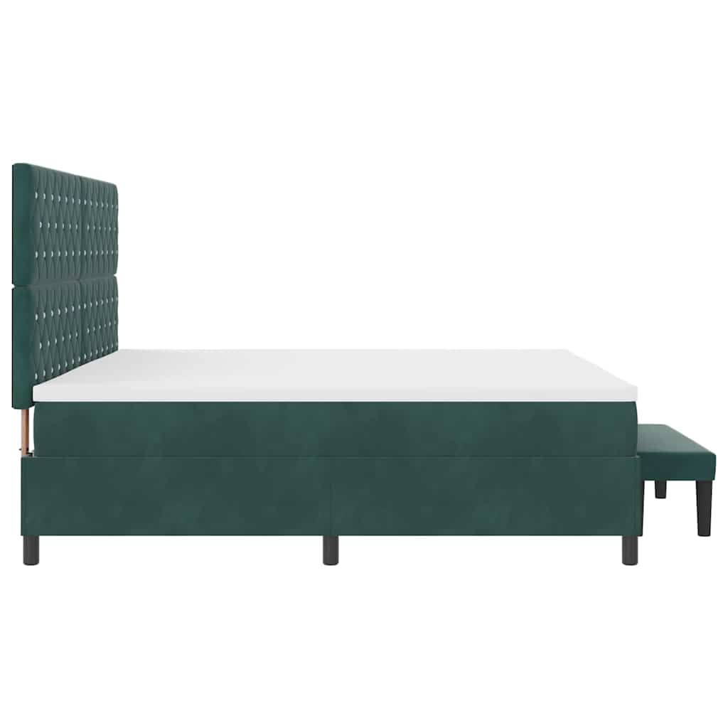 Postel S Boxspringem S Matrací Tmavě Zelená 200 X 200 Cm Samet
