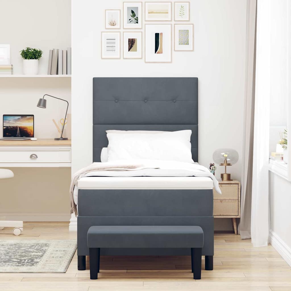 Postel S Boxspringem S Čelo Tmavě Šedá 200 X 80 Cm Samet