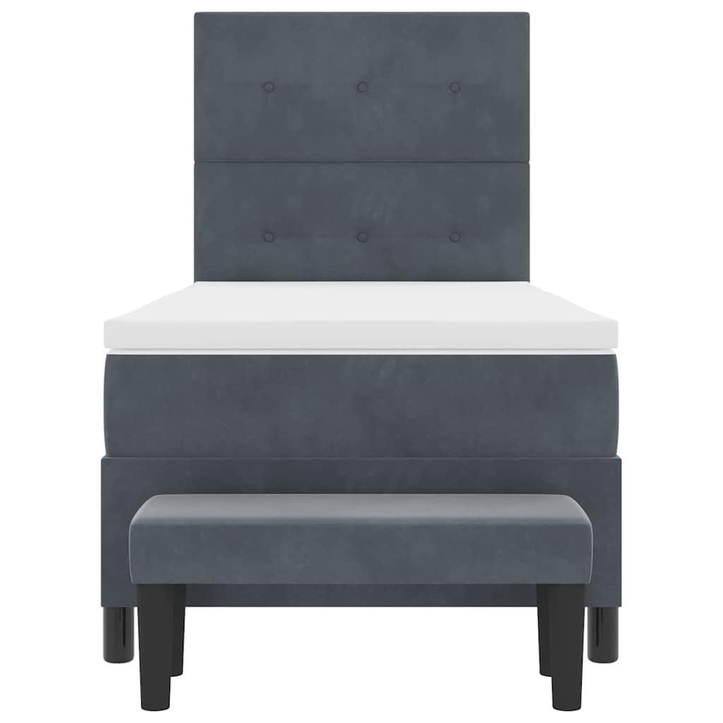Postel S Boxspringem S Čelo Tmavě Šedá 200 X 80 Cm Samet