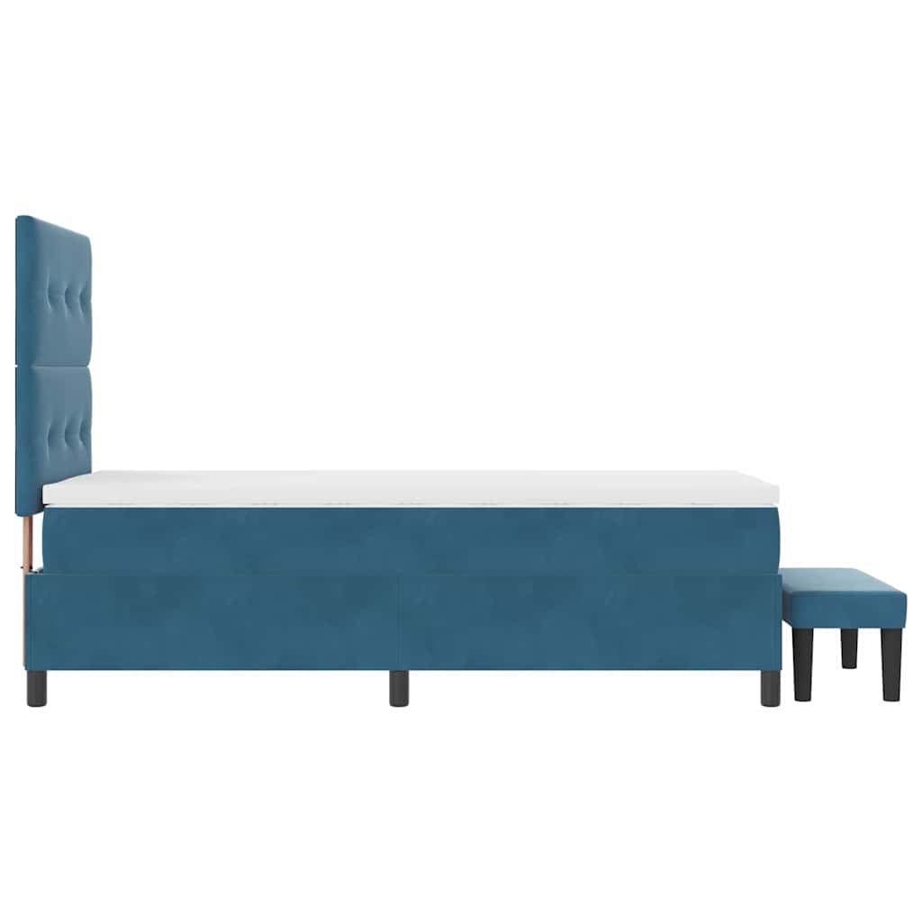 Postel S Boxspringem S Čelo Tmavě Moddrá 200 X 80 Cm Samet