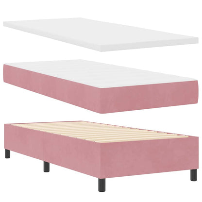 Postel S Boxspringem S Čelo Růžová 200 X 80 Cm Samet