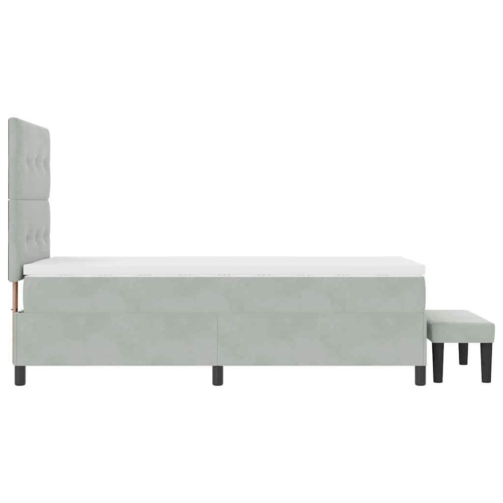 Postel S Boxspringem S Čelo Světle Šedá 190 X 90 Cm Samet