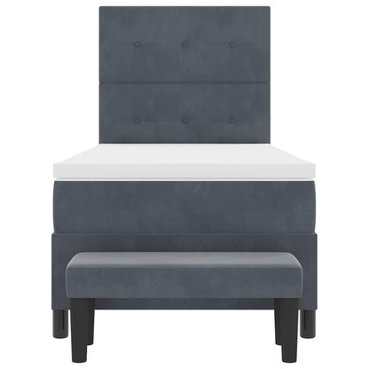 Postel S Boxspringem S Čelo Tmavě Šedá 190 X 90 Cm Samet