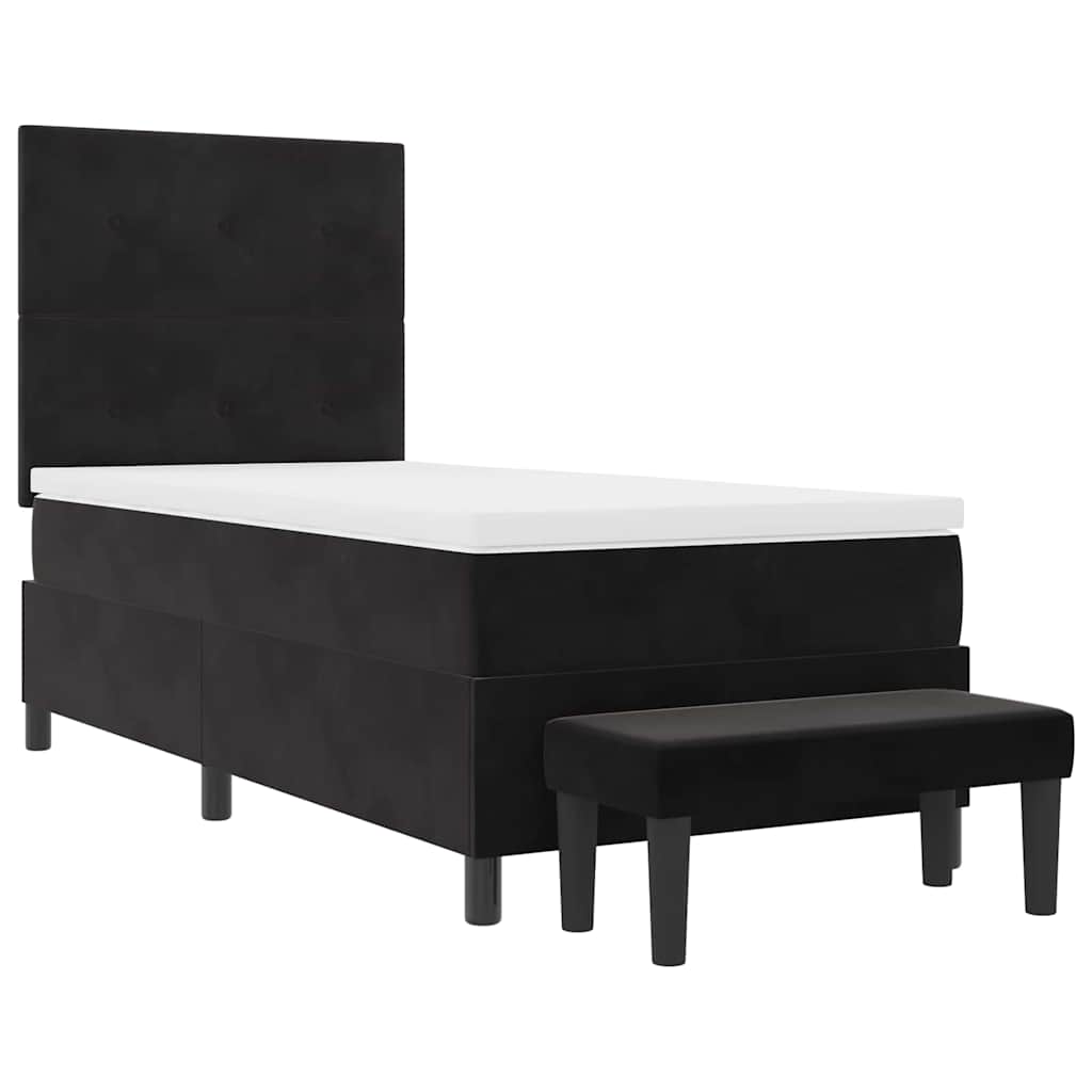 Postel S Boxspringem S Polštářem S Čelo Černá 190 X 90 Cm Samet