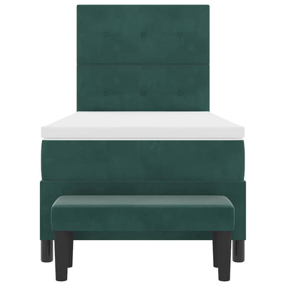 Postel S Boxspringem S Čelo Tmavě Zelená 190 X 90 Cm Samet
