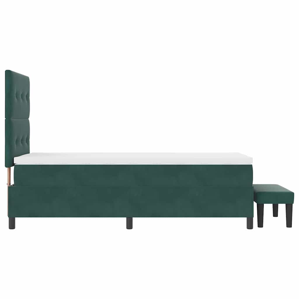 Postel S Boxspringem S Čelo Tmavě Zelená 190 X 90 Cm Samet