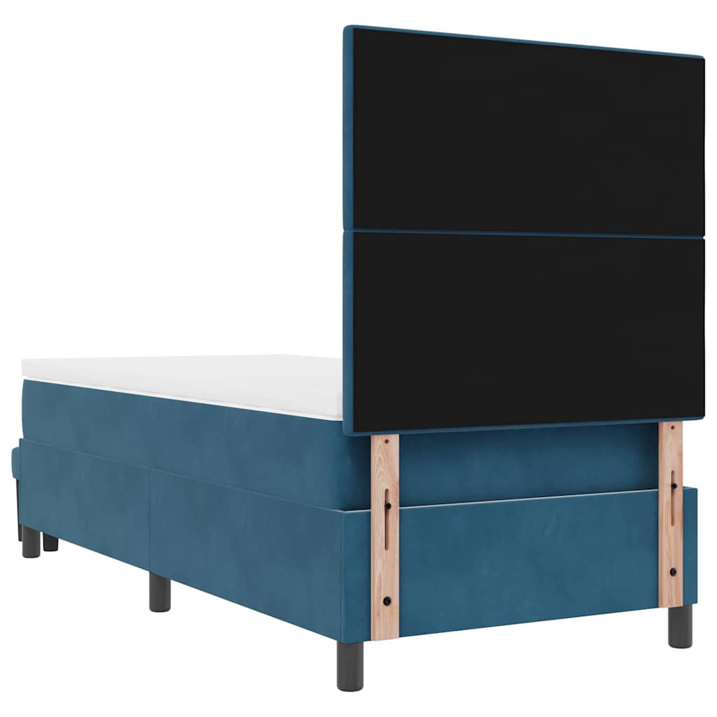 Postel S Boxspringem S Čelo Tmavě Moddrá 190 X 90 Cm Samet