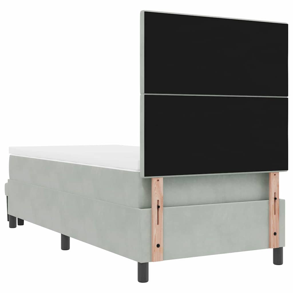 Postel S Boxspringem S Čelo Světle Šedá 200 X 90 Cm Samet
