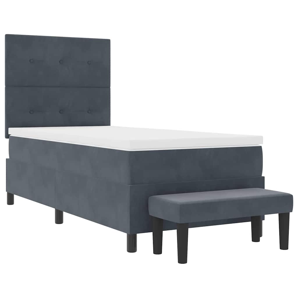 Postel S Boxspringem S Čelo Tmavě Šedá 200 X 90 Cm Samet