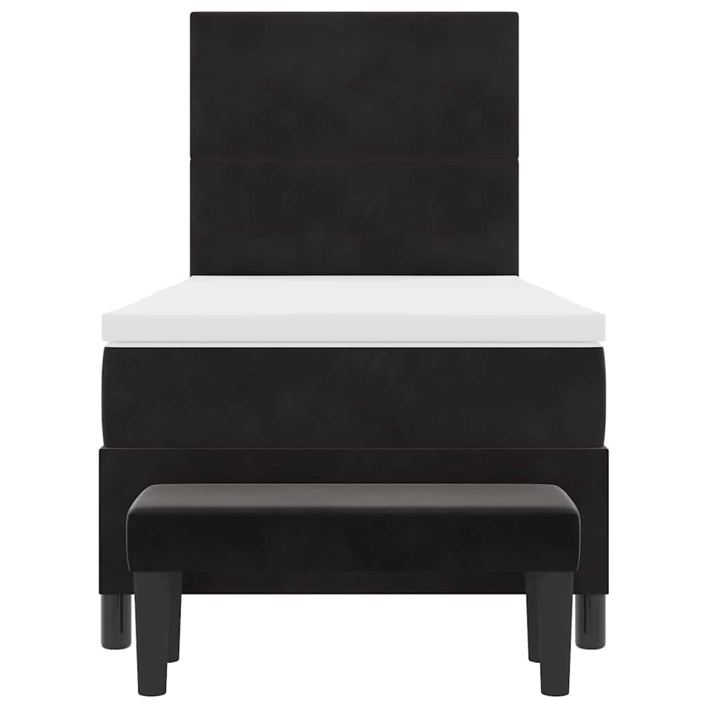Postel S Boxspringem S Polštářem S Čelo Černá 200 X 90 Cm Samet