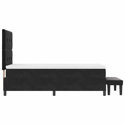 Postel S Boxspringem S Polštářem S Čelo Černá 200 X 90 Cm Samet
