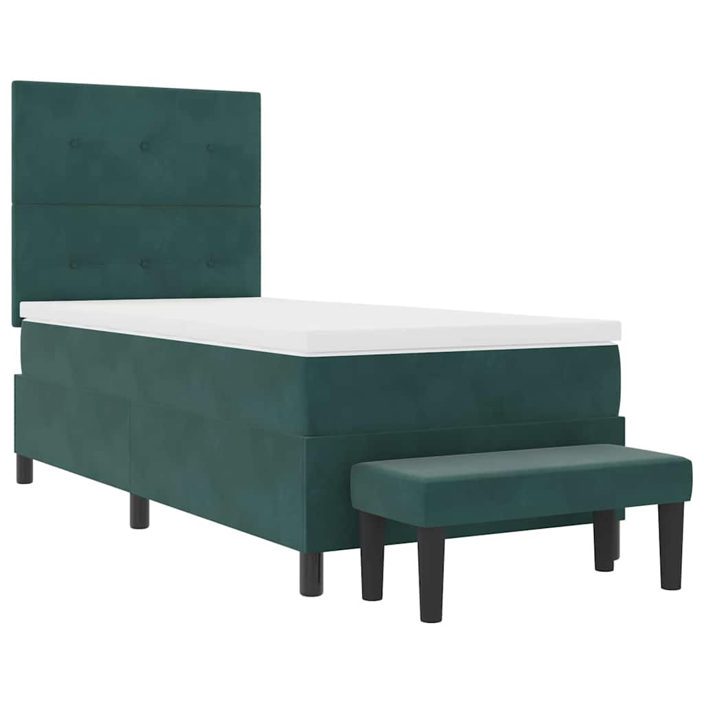 Postel S Boxspringem S Čelo Tmavě Zelená 200 X 90 Cm Samet