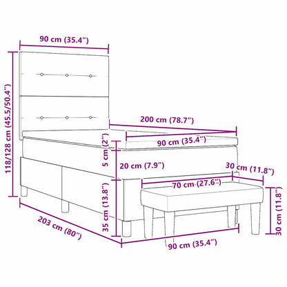 Postel S Boxspringem S Čelo Růžová 200 X 90 Cm Samet