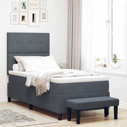 Postel S Boxspringem S Čelo Tmavě Šedá 200 X 100 Cm Samet