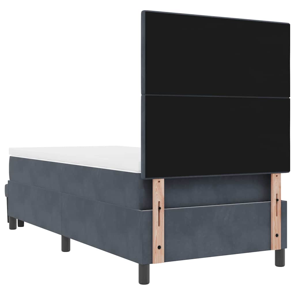 Postel S Boxspringem S Čelo Tmavě Šedá 200 X 100 Cm Samet