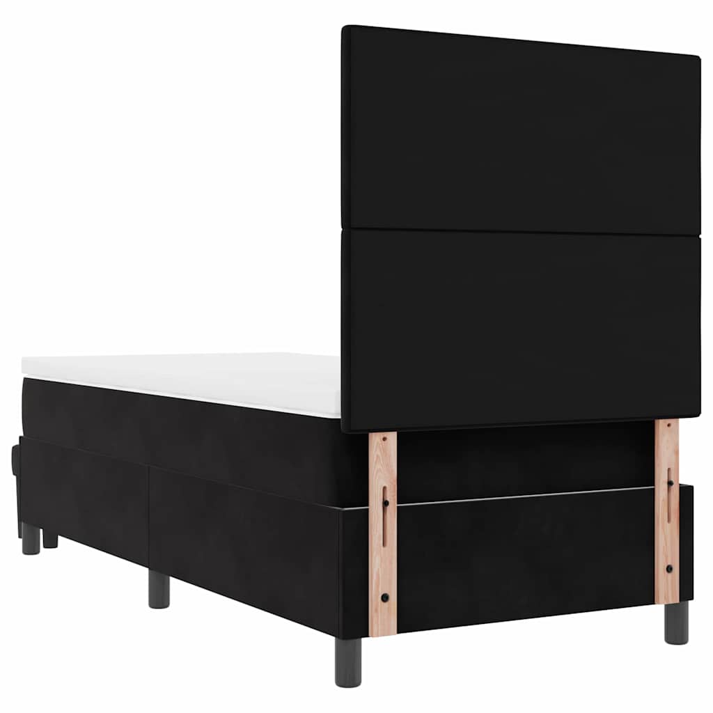 Postel S Boxspringem S Čelo Černá 200 X 100 Cm Samet