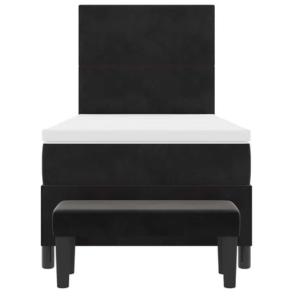 Postel S Boxspringem S Čelo Černá 200 X 100 Cm Samet