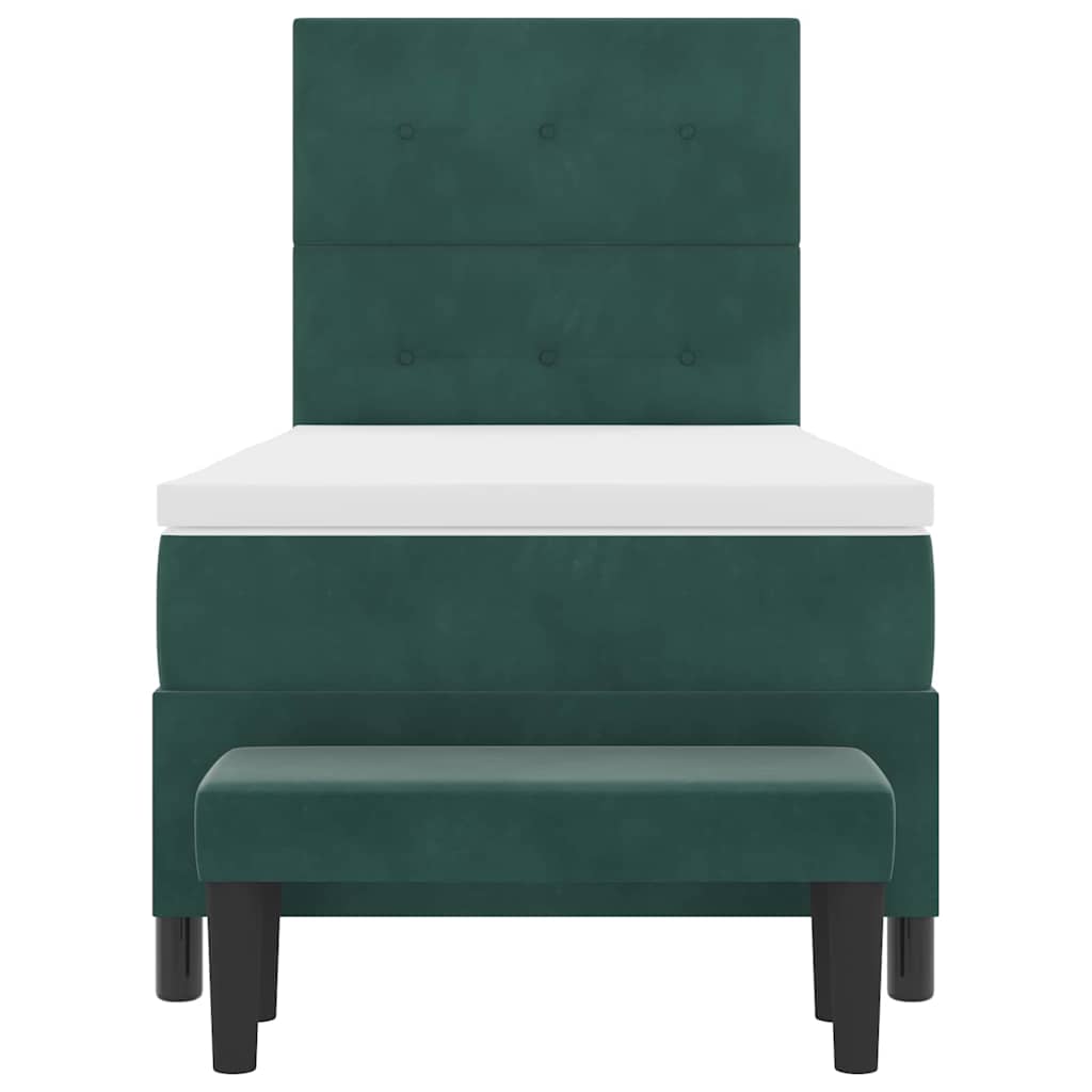 Postel S Boxspringem S Čelo Tmavě Zelená 200 X 100 Cm Samet