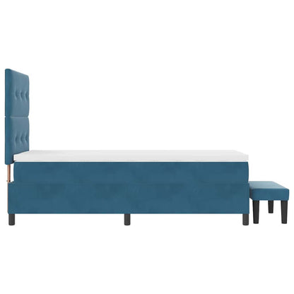 Postel S Boxspringem S Čelo Tmavě Moddrá 200 X 100 Cm Samet