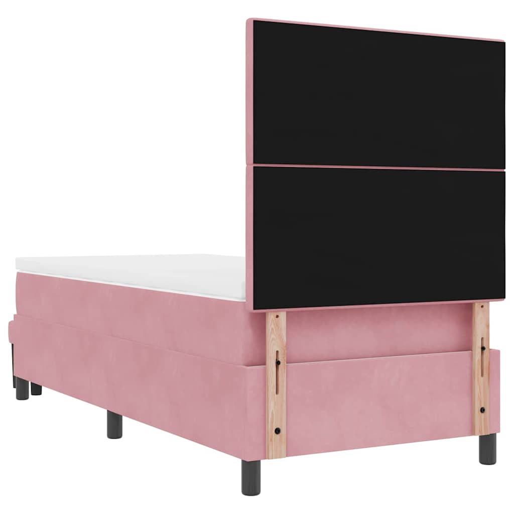 Postel S Boxspringem S Čelo Růžová 200 X 100 Cm Samet