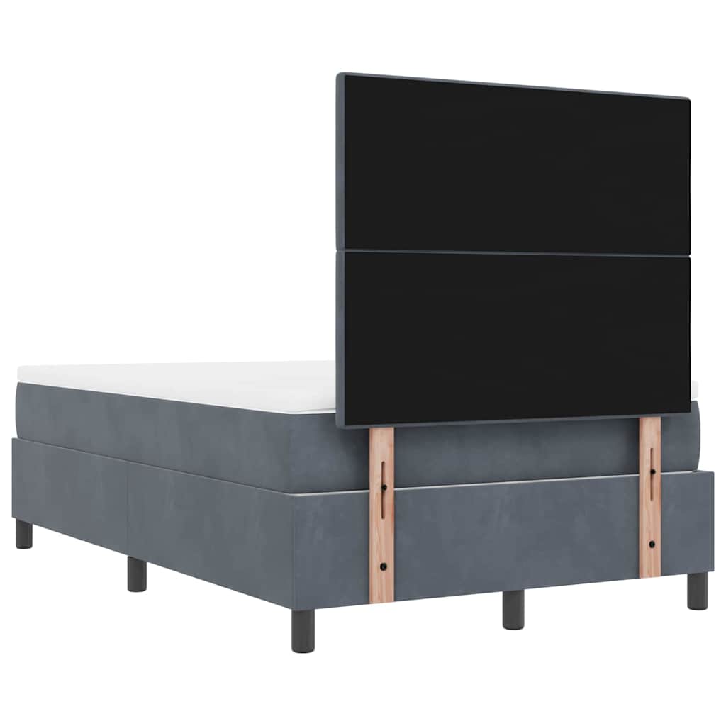 Postel S Boxspringem S Čelo Tmavě Šedá 190 X 120 Cm Samet