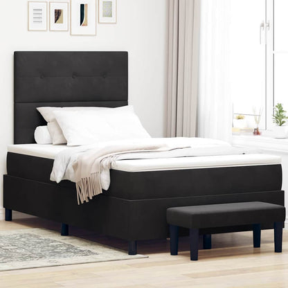 Postel S Boxspringem S Čelo Černá 190 X 120 Cm Samet