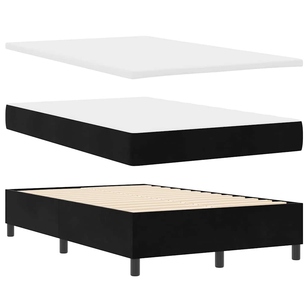 Postel S Boxspringem S Čelo Černá 190 X 120 Cm Samet