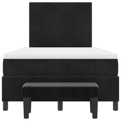 Postel S Boxspringem S Čelo Černá 190 X 120 Cm Samet
