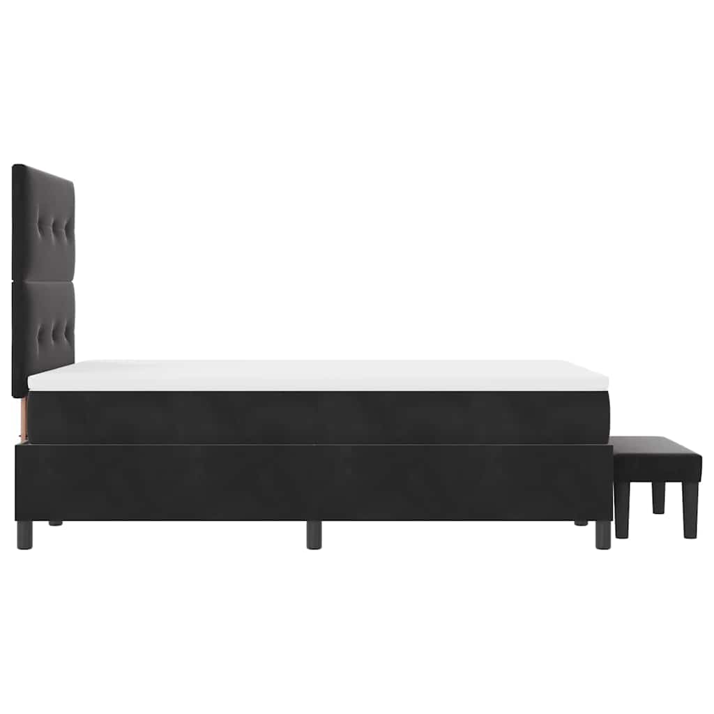 Postel S Boxspringem S Čelo Černá 190 X 120 Cm Samet