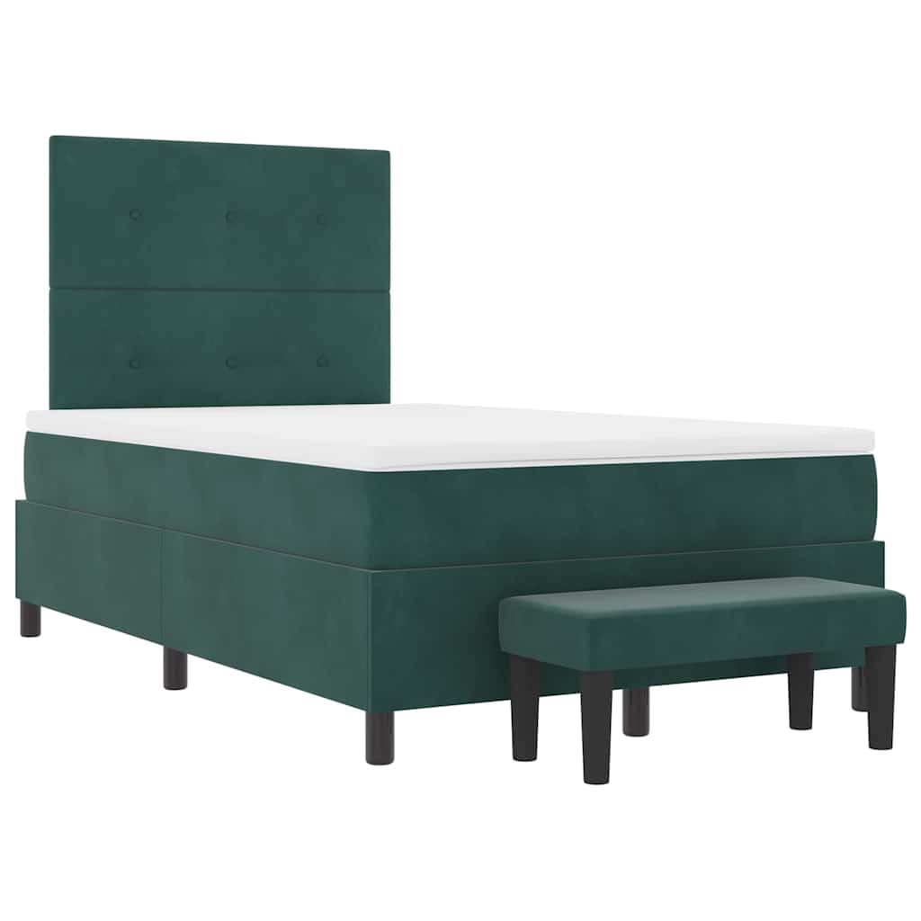 Postel S Boxspringem S Čelo Tmavě Zelená 190 X 120 Cm Samet