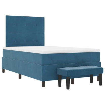 Postel S Boxspringem S Čelo Tmavě Moddrá 190 X 120 Cm Samet